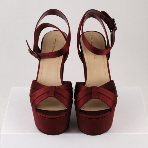 DIOR Muse Dior Satin Platform Heels, Ruby Red, EU 38 / US 8 - Picture 3 of 13
